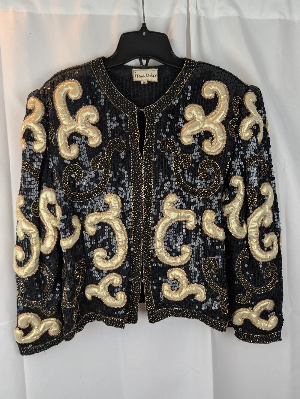 Frank Usher rare vintage 80’s silk sequin box jacket size M in VGUC